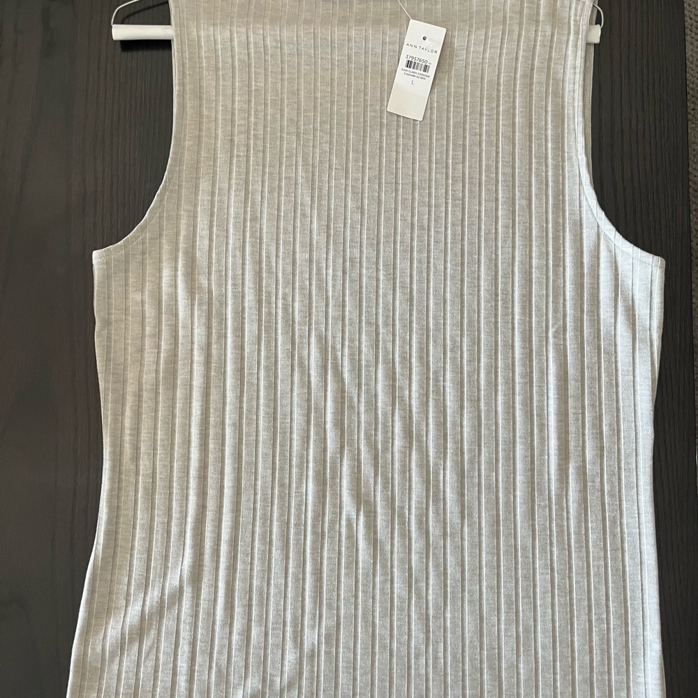 Ann Taylor Heather Gray Ribbed Tank Top